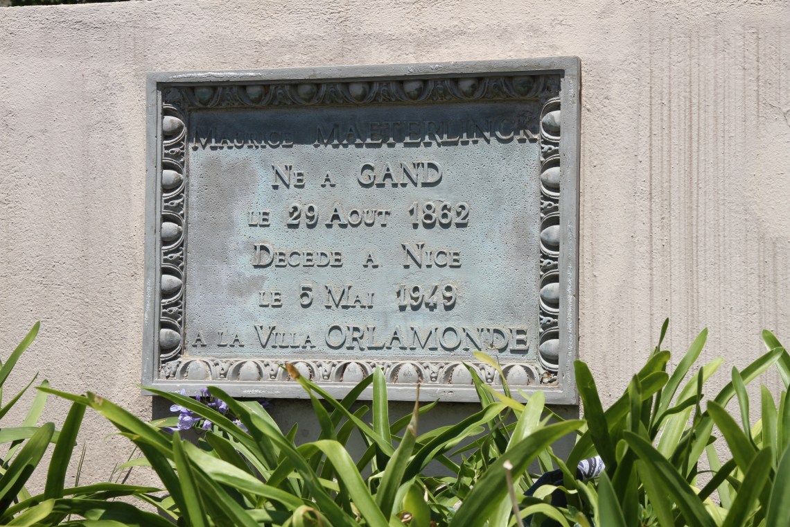 Plaque commémorative à la Villa Orlamonde (Nice, juin 2015).